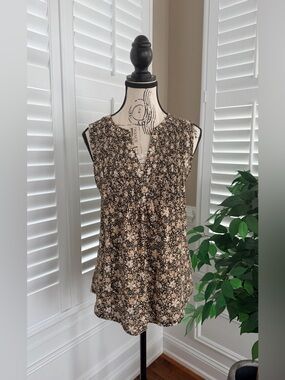 Lucky Brand Floral Sleeveless Boho Top Size Medium